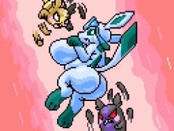 animated anthro being big_ass big_breasts breasts bubble_butt eeveelution female furry glaceon greedent jiggling_ass jiggling_breasts morpeko pixel pokémon_(species) pokemon pokemon_(species) punching tagme under4_mow watched