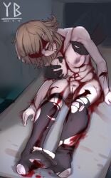 areolae big_breasts blood breast_grab brown_hair corpse danganronpa danganronpa_2:_goodbye_despair death female_death fondling_breast gore guro hairy_pussy nanami_chiaki necrophilia nipples pussy super_danganronpa_2 yb2000