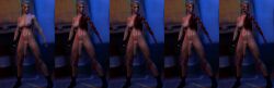 3d android athletic_intersex balls big_penis blonde_hair blood breasts cyborg damage futanari mechabare nipples penis robotic_reveal shemale solo terminator