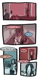 1:2 2016 9:18 anthro biped canid cobalt_(tatsuchan18) collar comic detailed_background dialogue english_text female fenrir_(tatsuchan18) fur group hair havoc_(tatsuchan18) hi_res hyaenid male mammal mink_(tatsuchan18) open_mouth sitting speech_bubble standing tatsuchan18 text