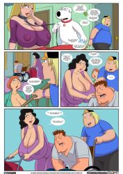 1boy 1girls arabatos ass big_ass blonde_hair bonnie_swanson breasts brian_griffin busty chris_griffin cleavage clothing comic connie_d'amico dialogue ear_piercing earrings eyelashes eyes family_guy female hair hips hourglass_figure huge_ass human hyper_breasts large_ass legs light-skinned_female light-skinned_male light_skin lips lipstick long_hair male piercing short_hair speech_bubble straight thick thick_ass thick_legs thick_thighs thighs ventzcomics ventzx voluptuous wide_hips