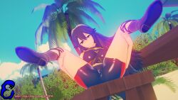 1girls 3d alternate_costume bare_legs bare_thighs beach bikini blue_bikini blue_eyes blue_hair blue_swimsuit brown_hair day female female_only fire_emblem fire_emblem_awakening fire_emblem_cipher grandmastersfm inviting inviting_to_sex legs long_hair looking_at_viewer lucina_(fire_emblem) lucina_(summer)_(fire_emblem) medium_breasts nintendo official_alternate_costume outdoors palm_tree presenting smile solo spread_legs swimsuit symbol-shaped_pupils thick_thighs thighs tree