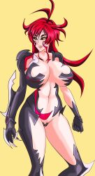 armor black_eyebrows black_sclera blade breasts busty huge_breasts looking_at_viewer masane_amaha milf red_hair supernova_(artist) witchblade yellow_eyes