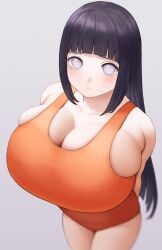 1girls big_breasts blush breasts eye_contact female female_only fully_clothed huge_breasts hyuuga_hinata light_skin long_hair looking_at_viewer miru_(wvjc7832) naruto naruto_(series) naruto_shippuden purple_hair solo standing swimsuit thighs