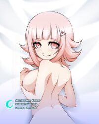 1girls breasts dakimakura dakimakura_design danganronpa danganronpa_2:_goodbye_despair fanart female looking_at_viewer looking_back mitgard-knight mitgardknight mitgardstore nanami_chiaki oppai pink_eyes pink_hair smooth_skin solo student super_danganronpa_2 video_games