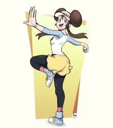 ankle_socks anklehighs ass big_ass breasts clothed clothing female nintendo pokemon pokemon_bw2 red_socks rosa_(pokemon) skwrlwrld socks socks_over_pantyhose solo tagme