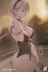 1girls 2022 arttoru ass big_breasts breasts bubble_ass bubble_butt bulging_breasts bunny_girl bunnysuit curvaceous curvy_female curvy_figure erect_nipples erect_nipples_under_clothes female female_focus female_only highres light-skinned_female light_skin nier nier:_automata nipple_bulge nipples pale-skinned_female pale_skin short_hair solo solo_female square_enix tagme voluptuous_female white_hair yorha_2b