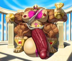 abs biceps furry gay guzreuef hyper hyper_balls hyper_genitalia hyper_penis hyper_testicles male male_focus male_only muscle muscles muscular muscular_arms muscular_ass muscular_back muscular_legs muscular_male muscular_thighs nipples pecs throne veins veiny_penis