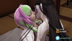 3d animated daki_(kimetsu_no_yaiba) demon_girl demon_slayer female female_only kanroji_mitsuri kimetsu_no_yaiba kissing lesbian mp4 rosema98833390 sound tagme video white-skinned_female yuri