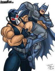 bane batman batman_(series) bruce_wayne dc dc_comics fingering icemanblue male male_only masked masked_male muscular muscular_male superhero