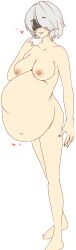 1girls areolae bbw belly big_belly blindfold breasts chubby fat female heart huge_belly light-skinned_female light_skin nier nier:_automata nipples nude nude_female post-vore samelya short_hair solo solo_female standing vore white_background white_hair yorha_2b