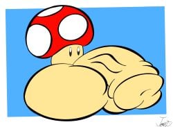 big_penis excessive_size eyes huge_cock hyper_balls hyper_penis hyper_testicles inanimate_object joe-anthro mario_(series) mushroom nintendo super_mushroom tagme tan_skin veiny_penis