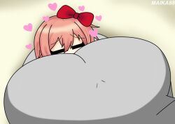 1boy 1girls 1other anon ass ass_smothering big_ass butt doki_doki_literature_club enjoying enjoyment facesitting female heart hearts_around_head huge_ass huge_butt love maika88 pov_facesitting sayori_(doki_doki_literature_club) thick thick_ass thick_boy