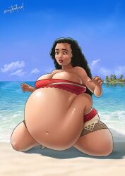 1girls bbw belly big_belly big_breasts breasts cleavage dark-skinned_female dark_skin disney fat female moana moana_waialiki obese overweight xmasterdavid