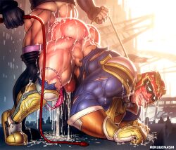 2boys abs ahe_gao anal anal_sex armor artist_name ass bara biceps black_shadow blush boots building captain_falcon cum cum_in_mouth cum_on_body detailed detailed_background erect_penis erection f-zero fingerless_gloves gauntlets gay gloves helmet highres holding holding_whip huge_ass male male_focus male_only manly mature_male muscular muscular_male outdoors panties penis rokudenashi shoulder_armor shoulder_pads signature sunlight tagme thick_arms thick_thighs thighs thong thong_aside tongue tongue_out torn_clothes underwear video_games whip yaoi