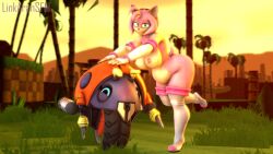 1girls 3d 3d_(artwork) amy_rose amy_the_bat anthro armwear ass badnik bedroom_eyes boots boots_only breasts clothing digital_media_(artwork) erect_nipples eulipotyphlan eyelashes female furry gloves gloves_only green_eyes headband hedgehog high_heels humanoid large_breasts leaning_forward linkaransfm looking_at_viewer mammal moto_bug nipples nude nude_female outside pink_body pink_fur pink_hair pregnant public public_exposure public_indecency public_nudity raised_leg raised_tail robot rouge_the_bat_(cosplay) sega short_tail smile sonic_(series) source_filmmaker sunset tail tree two_tone_body video_games voluptuous warfaremachine watermark wide_hips