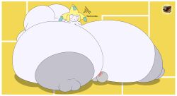 annoyed annoyed_expression anon anthro ass ass_expansion big_breasts big_butt big_nipples big_thighs blush breast_expansion breasts huge_ass huge_breasts huge_butt huge_thighs hyper hyper_ass hyper_breasts jirachi massive_breasts nintendo pokemon pokemon_(species) smother smothering sorcius_(artist) tagme thick_thighs thighs under_breasts