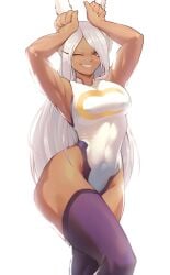 bodysuit bunny bunny_ears bunny_girl bunny_tail dark-skinned_female dark_skin large_breasts miruko muscular muscular_arms muscular_female my_hero_academia rabbit_ears rabbit_girl rabbit_humanoid red_hair rumi_usagiyama skin_tight tagme thick_thighs thighhighs toned toned_arms toned_body toned_female toned_legs white_hair wink winking winking_at_viewer zukululuu