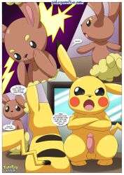 bbmbbf buneary comic double_hit_(comic) female furry furry_only male nintendo palcomix penis pikachu pokémon_(species) pokemon pokepornlive testicles