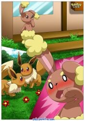 bbmbbf buneary comic double_hit_(comic) eevee female furry furry_only male nintendo palcomix pokémon_(species) pokemon pokemon_(species) pokepornlive