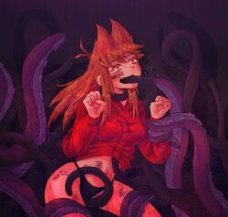 body_writing brown_eyes clothed crying crying_with_eyes_open eddsworld ellsworld heart-shaped_pupils hoodie no_pants oral oral_sex tentacle tentacle_oral tentacle_rape tentacle_sex tori_(eddsworld) writing_on_body writing_on_skin