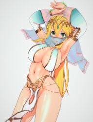 1145ryou_cm3d2 1girls 3d arabian_clothes armpits arms_up belly_dancer big_breasts blonde_hair breasts busty cleavage female female_only green_eyes hair_ribbon hi_res jewelry leafa legs looking_at_viewer navel open_mouth pointy_ears ponytail pose posing ribbon sensual solo sword_art_online thighs voluptuous