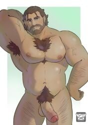 arcane balls bara beard boner erection facial_hair gay hairy league_of_legends male male_only musclegut muscles muscular penis solo solo_male vander vinthelomduit