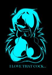 1girls black_background cyan cyan_(thehoraco) earrings female_only horaco long_hair monochrome spooky teeth teeth_showing thehoraco