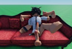 3d amputated_leg amputee artist_request baseplate bushy_hair commission disembodied_penis gangbang gay holding_penis male muscles on_couch penis penis_out roblox roblox_avatar robloxian shirt_on slender slender_(roblox) source_request tagme taner twitter