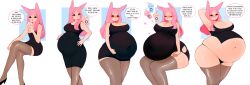 bbw big_belly dress fat iggy_(instant_girl) instant_girl overweight overweight_female rabbit_girl small_clothes weight_gain