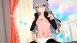 3d 3d_(artwork) angry angry_face big_breasts bronya_zaychik bronya_zaychik_(silver_wing) bronya_zaychik_(silverwing:_n-ex) female female_focus female_human female_only honkai_(series) honkai_impact honkai_impact_3rd koikatsu maid maid_bikini micro_bikini stockings swimsuit vulcax