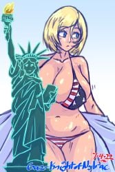 2022 alchemia_forrester american_flag_bikini bikini blonde_hair gaz-knightofnylrac giantess public_domain statue_of_liberty tagme usa_bikini