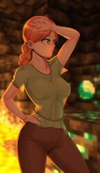 alex_(minecraft) background female_only jopaosla minecraft red_hair see-through see-through_clothing silhouette