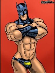 1male abs batman batman_(series) bruce_wayne crossed_arms dc dc_comics gloves icemanblue male male_only masked masked_male muscular muscular_male