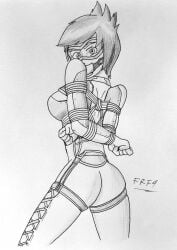 activision blizzard_entertainment bondage bound clothing frefer9 gag gagged human overwatch tied tied_up tight_clothing tracer