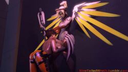 3d animated dickgirl fellatio female futa_on_female futanari intersex irrumatio large_penis mercy ninetailedwrath oral outdoors overwatch penis source_filmmaker tied_hair tracer