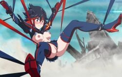 1girls animated arms_up ass big_breasts breasts embarrassed english_text exposed_breasts female female_only frontal_wedgie high_heels kill_la_kill longer_than_30_seconds longer_than_one_minute matoi_ryuuko mp4 nipples outdoors partially_visible_vulva restrained senketsu solo sound spread_legs tagme thighhighs video wedge zone