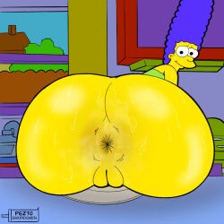 1girls anus ass blue_hair looking_at_viewer looking_back marge_simpson milf mother peztoswordsmen presenting presenting_anus presenting_ass presenting_hindquarters presenting_pussy pussy sweat sweaty tagme the_simpsons yellow_skin