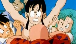 90s bulma_briefs bulma_briefs_(garlic_jr_saga) chichi dirty_onion_studios dragon_ball dragon_ball_z edit face_on_breast female male master_roshi pervert puar retro retro_artstyle straight_hair third-party_edit yamcha