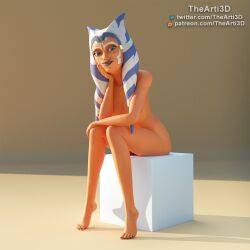 1girls 3d ahsoka_tano airress3d_(3d-modeller) alien alien_girl blue_eyes clone_wars clone_wars_(style) looking_at_viewer naked orange_skin sitting star_wars tentacle_hair the_clone_wars:_season_seven thearti3d togruta