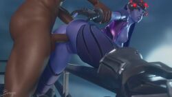 1boy 1girls 3d ahe_gao anal anal_sex animated ass bewyx big_ass big_penis breasts dark-skinned_male dark_skin female fucked_silly interracial large_penis light-skinned_female light_skin loop male overwatch penis small_breasts sound tagme video widowmaker