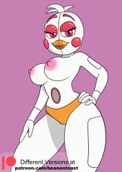 beak beanontoast big_breasts chicken female five_nights_at_freddy's freddy_fazbear's_pizzeria_simulator funtime_chica_(fnaf) hand_on_hip hand_on_thigh panties robot rosy_cheeks smile smiling smiling_at_viewer solo thick_thighs