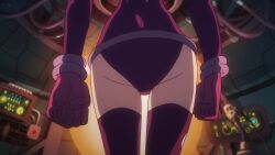 2024 20s animated ass ass_focus boots feet_out_of_frame female female_focus from_behind from_below gloves gluteal_fold highleg highleg_leotard huge_ass jewelry_bonney jewelry_bonney_(egghead) leotard long_hair narrow_waist one_piece panties pink_hair purple_footwear solo sound standing tagme thigh_boots thighhighs thighs underwear video walking wide_hips