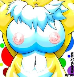 2008 anthro breasts canine chest_tuft digimon female fox fur furry lips monkeyxflash renamon solo standing