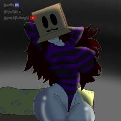 :3 artist_name bed big_ass big_breasts box_head dark_room gavexlight large_hair oc roblox white_skin