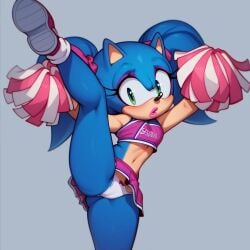 after_transformation ai_generated cheerleader cheerleader_uniform leg_up mtf_transformation panties rule_63 sonic_(series) sonic_the_hedgehog sonic_the_hedgehog_(series) sonique_the_hedgehog twintails