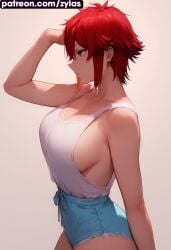 ai_generated aizawa_tomo big_ass big_breasts red_eyes red_hair ryuuziken01 short_hair tomboy tomo-chan_wa_onna_no_ko