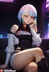 1girls ai_generated aliusnext big_breasts cute cybernetics cyberpunk cyberpunk:_edgerunners cyberpunk_2077 female high_quality high_resolution highres light-skinned_female light_skin lucyna_kushinada multicolored_ears multicolored_hair patreon tagme white_hair