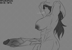 1futa futanari monica_clark muscular_futa oc original original_character thespicyname throbbing_penis towel_on_head veiny_penis
