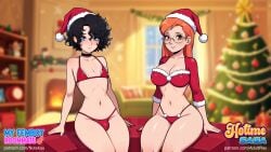 big_ass big_breasts big_penis black_hair blue_eyes blush bulk christmas christmas_hat gay girl hotimesaga lenceria my_femboy_roommate nuteku orange_eyes orange_hair red_hair robin_(my_femboy_roommate) sexy sexy_pose underwear